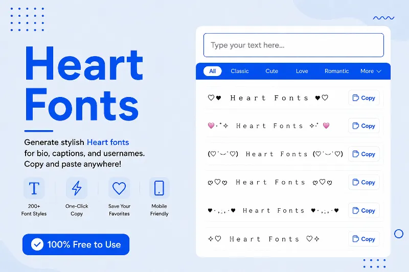 Heart Decorated Fonts Generator