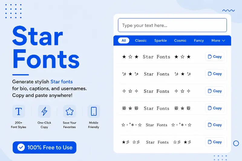 Star Decorated Fonts Generator